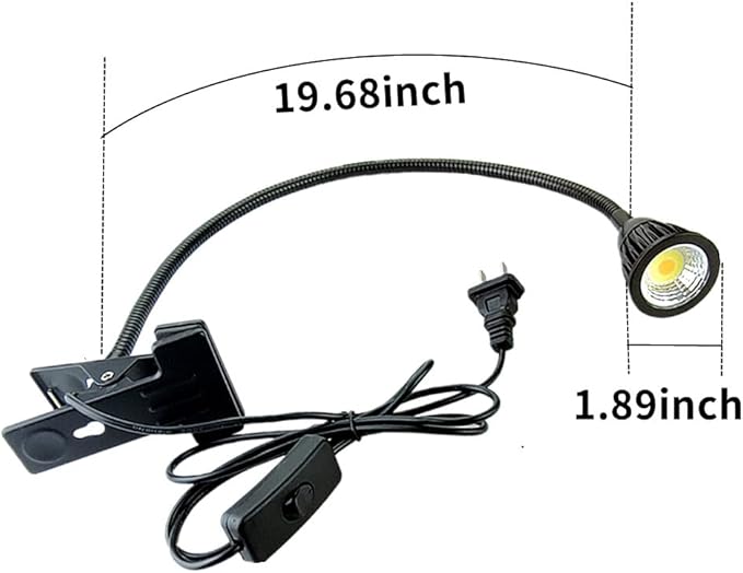 QUANS 5W 3 Colors LED Clip on Tube Flexible Work Desk Table Bed Light Black | - Image 4