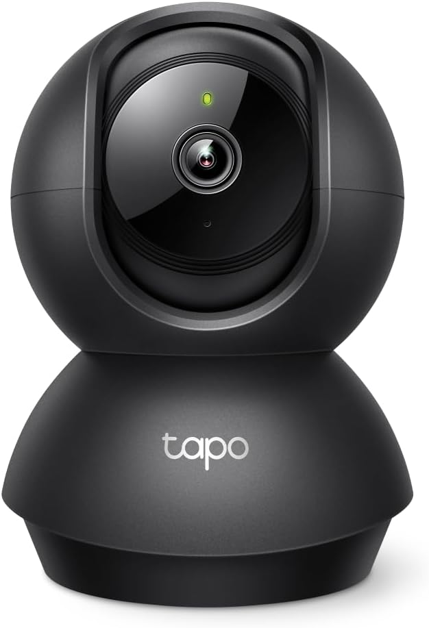 Tapo 2K Indoor Pan/Tilt Wired Security Camera - Works as a Baby Monitor & Pet Camera, Motion Detection, 2-Way Audio, Siren, Night Vision, Subscription-Free Local Storage or Optional Cloud, Black, C211