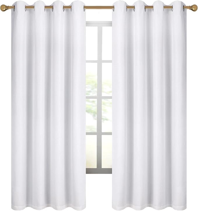 Diraysid 100% Blackout Curtains White Linen Curtains - Image 4