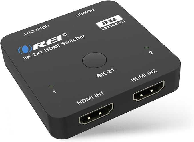 OREI 8K 2x1 HDMI Switch 4K@120hz - Auto HDMI Selector 48Gbps High Resolution Switch Between 2 Inputs Perfect for Gaming, PS5, Xbox, HDR10, Dolby Vision