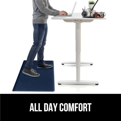 GORILLA GRIP 2 Pack Comfortable Cushioned Kitchen Mats for Floor, 17x24 + 17x48, Waterproof and Stain Resistant, 1/2 Inch Thick Soft Ergonomic Standing Desk Anti Fatigue Mat, Foam Supports Feet, Navy