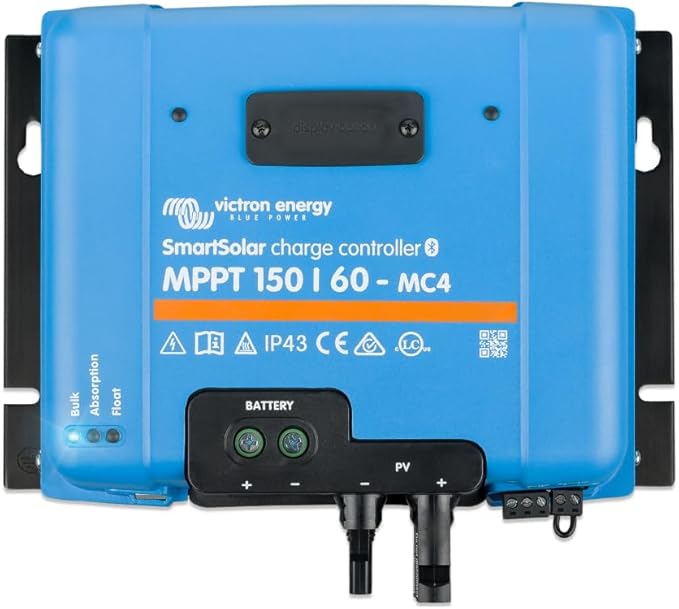Victron Energy SmartSolar MPPT MC4 Compatible Solar Charge Controller (Bluetooth) - Charge Controllers for Solar Panels - 150V, 60 amp, 12/24/36/48-Volt