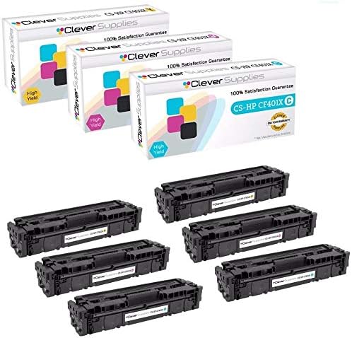 CS Replacement Toner Cartridge Compatible with HP 201A CF401A Cyan CF403A Magenta CF402A Yellow Color Pro M252dw M252n MFP M277dw Color M252 6 Color Set