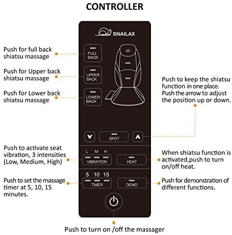 Snailax Shiatsu Massage Cushion with Heat Massage Chair Pad Kneading Back Massager for Pain Relief Deep Tissue 3D Roller Travel Up/Down to Relax Tense Muscle, Office Home Use