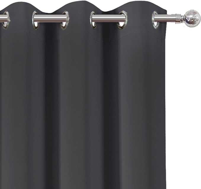 Blackout Curtains 42 x 63 inch/Dark Grey Curtains Set of 2 Panels/Thermal - Image 6
