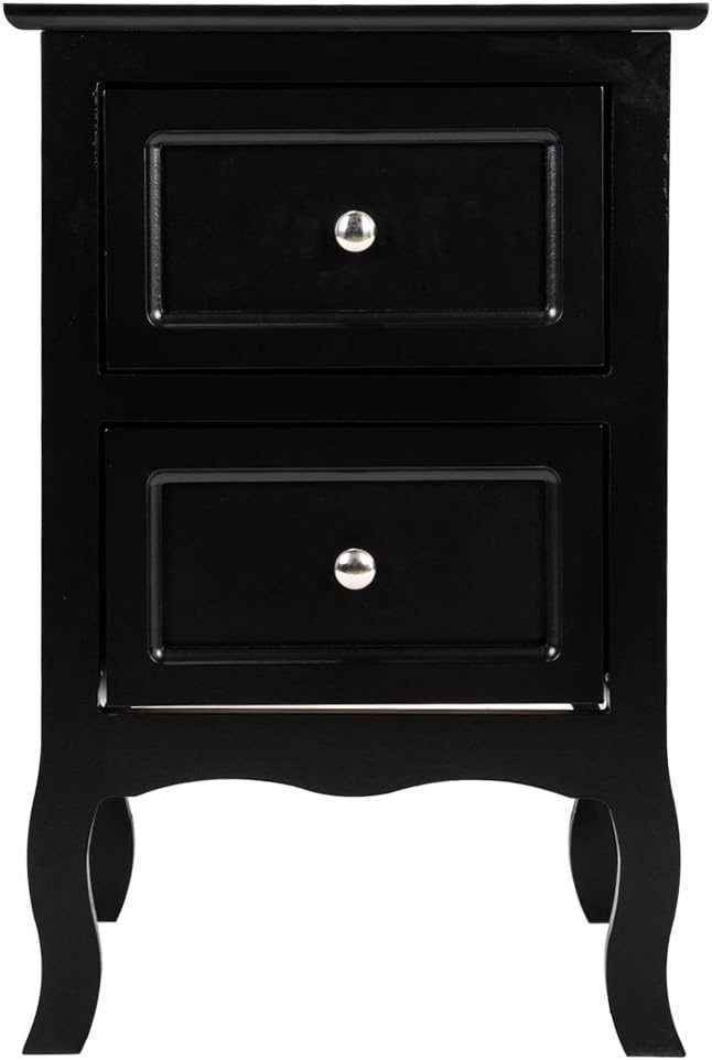 Bonnlo Black Nightstand with 2 Drawers, Night Stands by Bonnlo