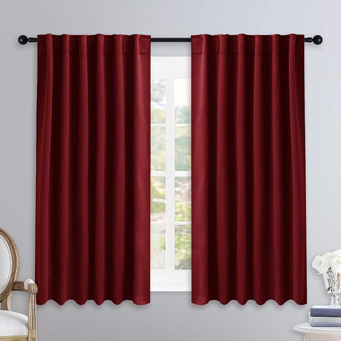 NICETOWN Christmas Burgundy Bedroom Blackout Draperies Panels - Image 2