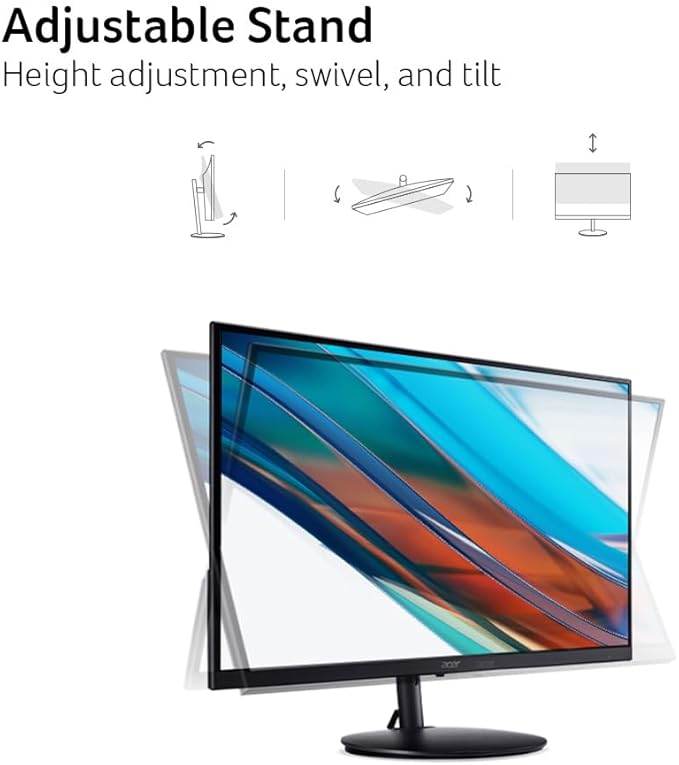 Acer SH242Y G0bih 23.8" IPS Full HD (1920 x 1080) Ultra-Thin Gaming Office Monitor | Adaptive-Sync Support (FreeSync Compatible) | Up to 120Hz Refresh | 1ms (VRB) | Adjustable Stand | HDMI & VGA Ports