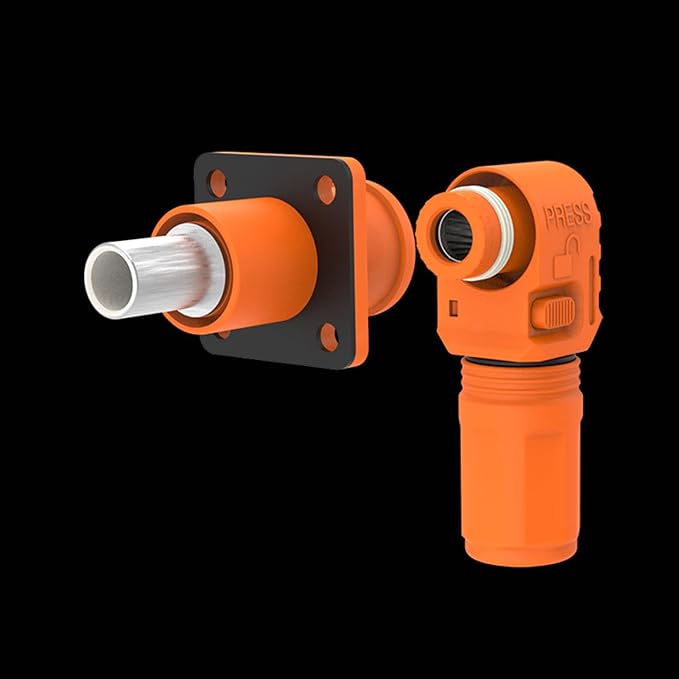 1 Set Battery Energy Storage Connector, 60A 10mm² High Current Connectors Quick Plug Terminal Orange Right Angle Plug and Socket IP67 Waterproof Power Adapter Crimping Wiring (60A, Orange)