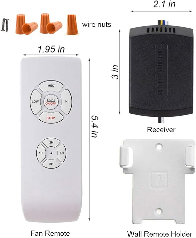 LPHUMEX Ceiling Fan Remote Control Kit, Small Size Speed, Light & Timing 3 in 1 Wireless Control, Compatible with AC Motor Fans from Harbor Breeze, Hunter, Hampton Bay, etc.