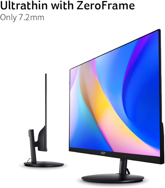 Acer SH242Y G0bih 23.8" IPS Full HD (1920 x 1080) Ultra-Thin Gaming Office Monitor | Adaptive-Sync Support (FreeSync Compatible) | Up to 120Hz Refresh | 1ms (VRB) | Adjustable Stand | HDMI & VGA Ports