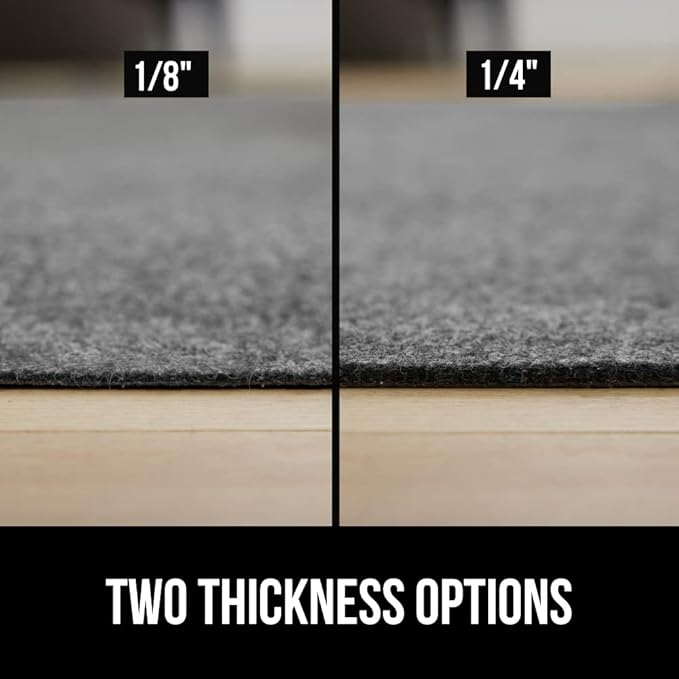 GORILLA GRIP Felt and Natural Rubber Stay in Place Slip Resistant Rug Pad, 1/8in Thick, 3x5 FT Protective Padding Under Area Rugs, Cushioned Gripper Pads, Carpet Runners, Hardwood Floors Protection