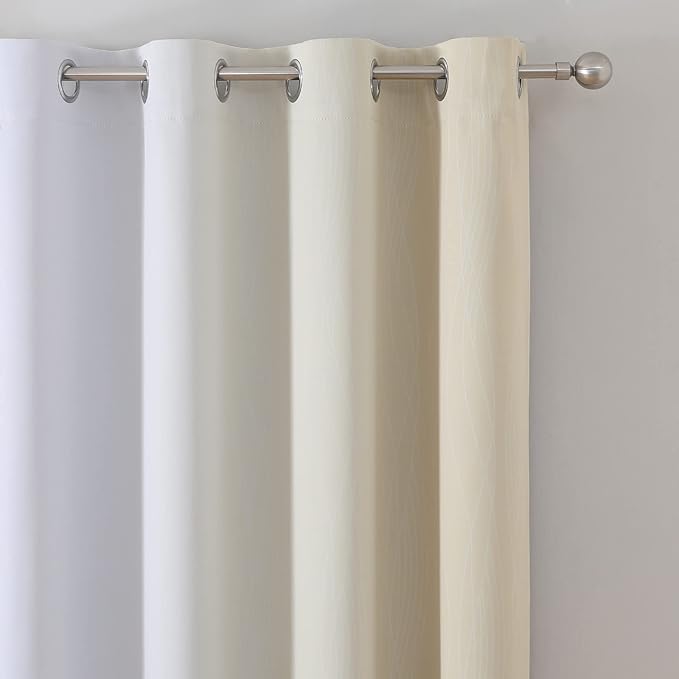 Beige and Greyish White Ombre Blackout Curtains Living Room 108 Inches Long | - Image 4