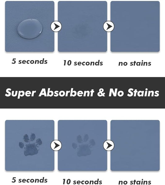 Absorbent Dog Food Mat-Dog Cat Mat for Food and Water Bowl, Quick Dry Pet Food Mat, No Stains Pet Feeding Pad, Cat Accessories Pet Supplies-Water Bowl Mat for Messy Drinkers