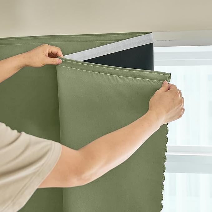 AJAZZ 100% Blackout Shades Window Cover Self Adhesive Curtains Sticky Curtain by AJAZZ