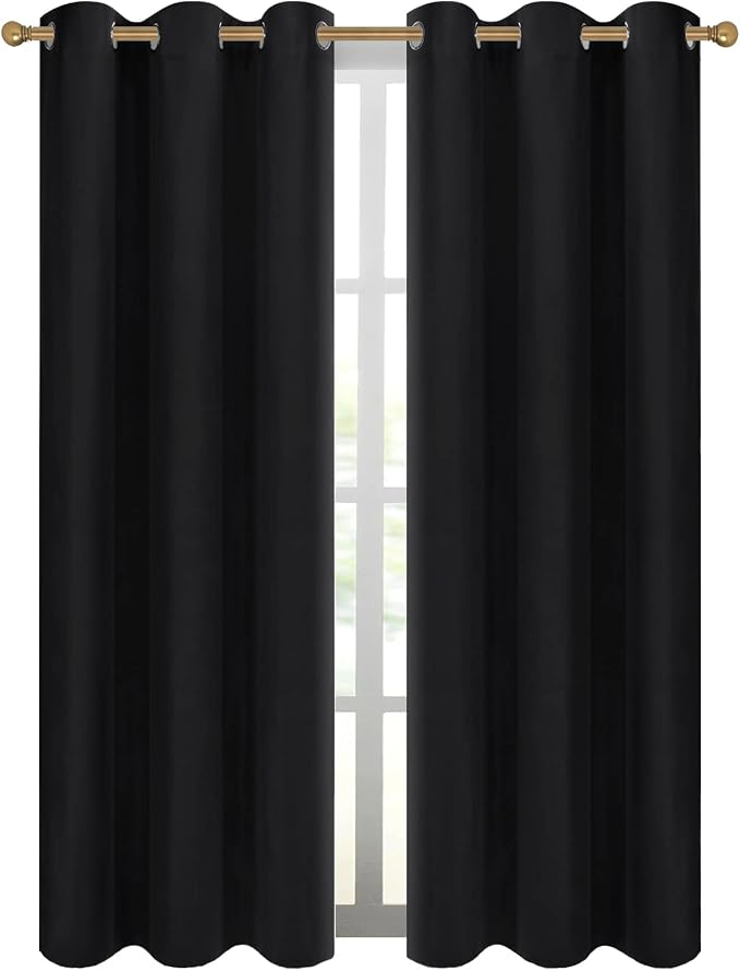 Diraysid Black Grommet Blackout Curtains - Image 2