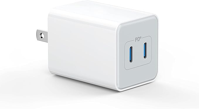 USB C Wall Charger 40W, 1 Pack Dual Port 20W PD 3.0 Type C Fast Charging Block, Durable Compact Power Adapter for iPhone 11/12/13/14/15/16/17 Pro Max, AirPods4，watch10 ultra2