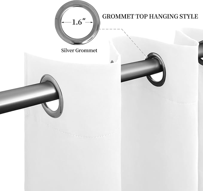 Easy-Going Thermal Grommet Curtains, 2 Panels 52x63 in, Noise Reduction - Image 5