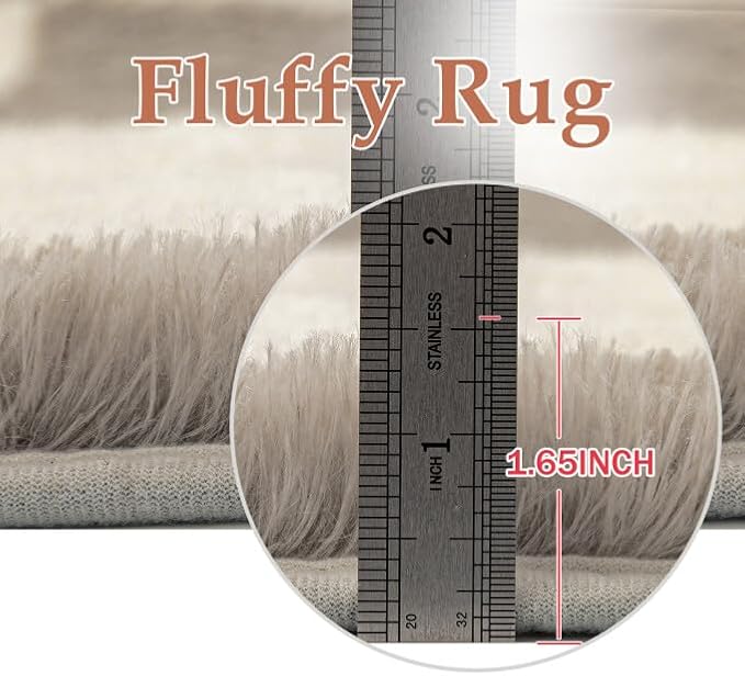 Grey 6x9 Area Rug for Living Room Soft Checkered Shag Carpet | Machine Washable - Image 6