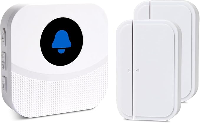 KOOSTONE Wireless Door Chime & Window Sensor Alarm - 600Ft Long Range Door Sensor for Business and Home Security Door Chime with 55 Ringtones, 5 Volume Levels, Easy Install (1 Receiver & 2 Sensors)
