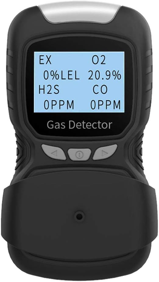 XLA Alert Portable Gas Detector, Gas Clip 4 Gas Monitor Meter Tester Analyzer, Rechargeable LCD Display Sound Light Shock Air Quality Tester, 2 Year Detector…