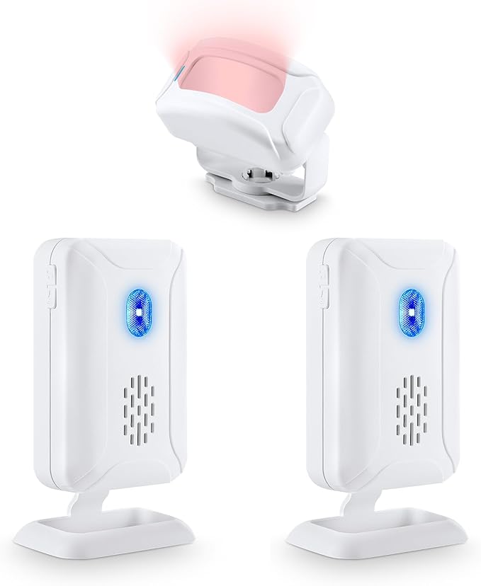 KCMYTONER Wireless Motion Sensor Detector Security Alarm Chime, Motion Sensor Doorbell, Door Chime for Business Entry, Shop Store Office Home Front Door Entry, 2 Receiver 1 Motion Sensor