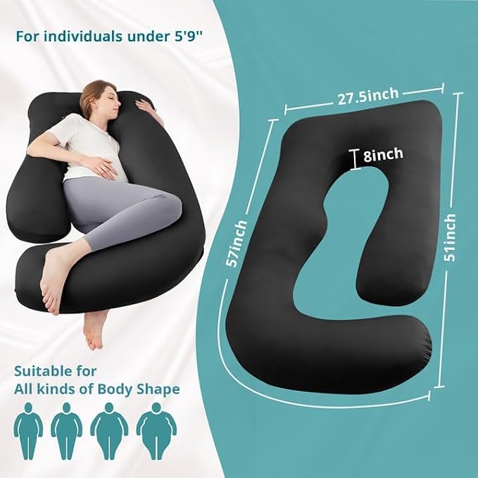 Cooling Pregnancy Pillows for Sleeping, Down Alternative, Removable Cover - Image 2