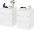 Nightstands Set of 2 with Charging Station and Drawer, Modern End Tables by Draelibor