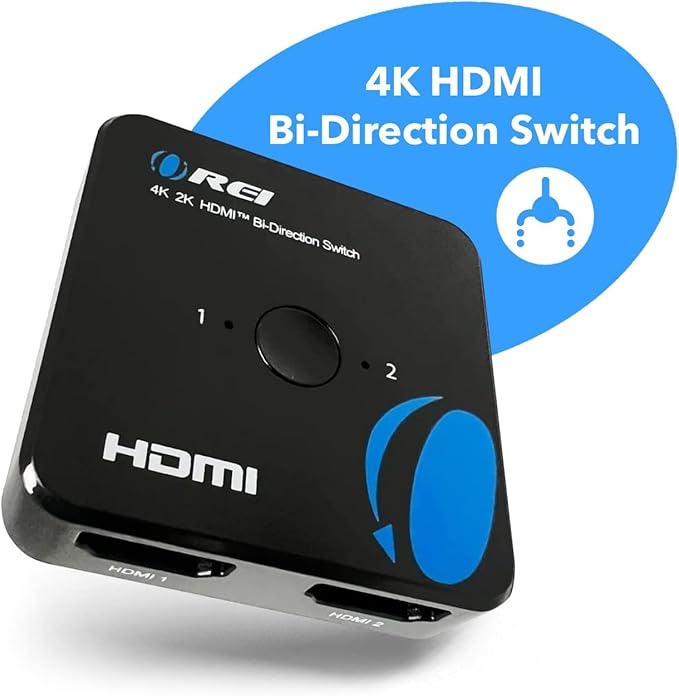 OREI HDMI Switch 4K HDMI Splitter - 2x1 Bi Directional - 4:4:4 8-bit - HDMI 2.0, HDCP 2.2, 18 Gbps, 4K @ 60Hz HDMI UltaHD High Resolution Switch Between 2 Inputs or Toggle Displays (UHDS-212)