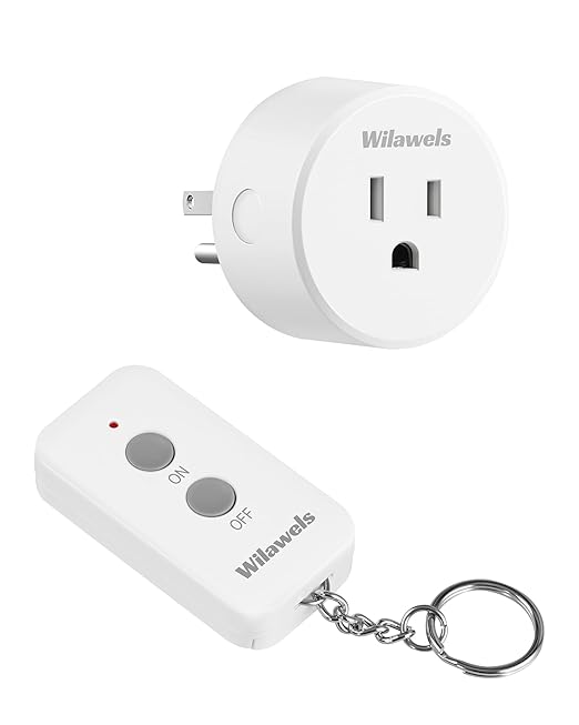 Remote Control Outlet Plug, WILAWELS Wireless Remote On Off Switch for Outlet, Remote Light Switch for Lamp, Light, Programmable, 100ft RF Range, 15A/1875W, Battery Included, FCC Listed W11RC1106