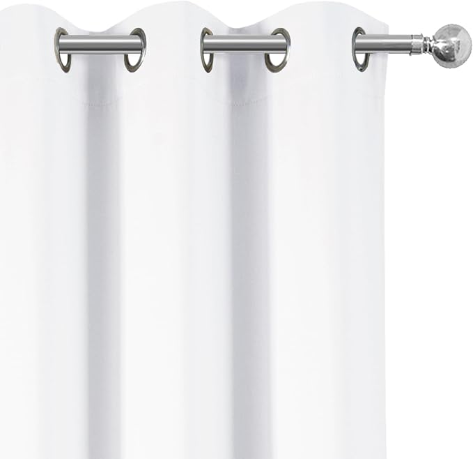 100% Blackout Curtains 63 Inch Long White Curtains 2 Panels - Image 7