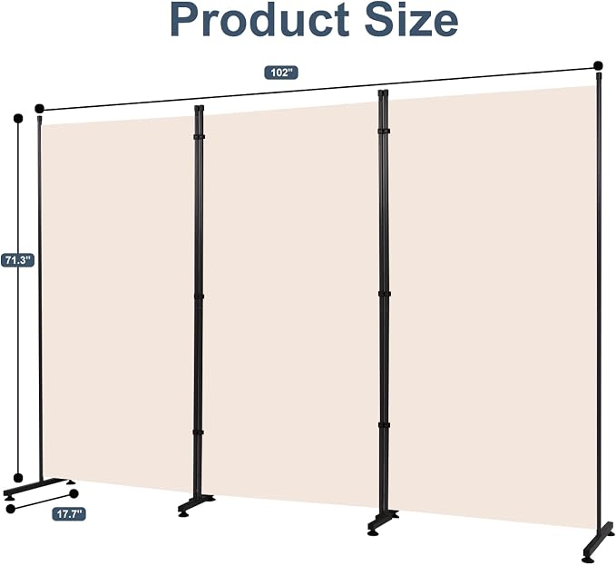4 Panel Folding Room Divider, Privacy Screen Freestanding Space Separator | 6ft - Image 6