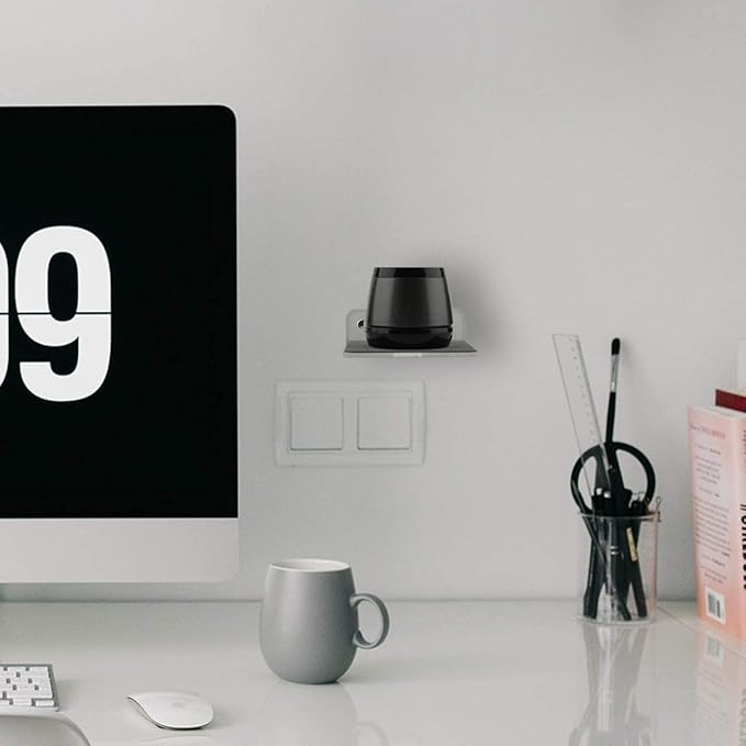 TXEsign Floating Speaker Shelf - Small Wall Mount for Speakers, Webcams, Displays - Acrylic Shelf in Silky White & Transparent