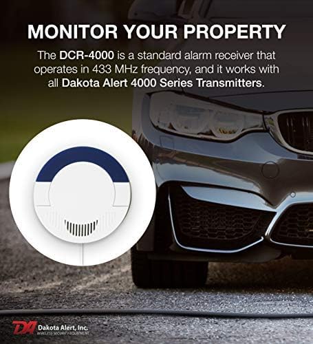 Dakota Alert Wireless Receiver- DCR-4000 Up to 1 Mile Operating Range - Compatible with All Dakota Alert 4000 Series Sensors: SBB-4000, DCHT-4000, DCMT-4000, DCPT-4000, and UT-4000 Transmitters