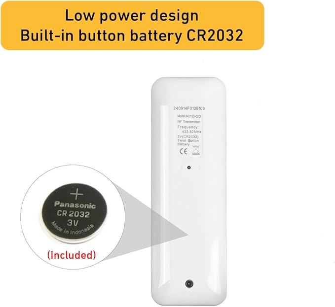 AC123-02 2 Channel Controller, RF433.92 Transmitter, Motorized Roller Shade Accessories for Motorized Blinds & Shades - White