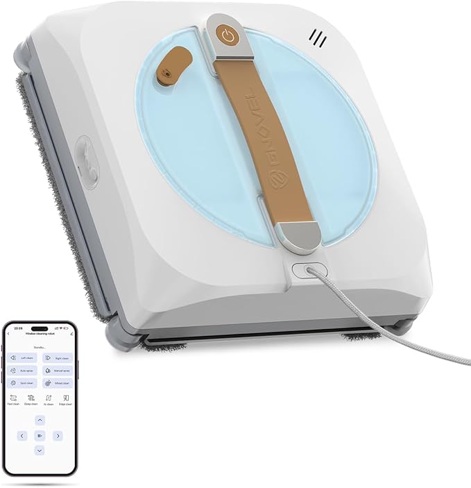 GNOVEL Window Cleaning Robot with 8000Pa, 2025 Upgraded Window Cleaner Robot with Intelligent Path Planning, 15-Stage Anti-Fall, App/Remote Control for Glass, Edge Detection System, Tile & Windows