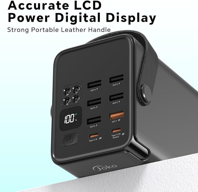 JOKO 70000mAh Power Bank High Capacity 20W PD 3.0 Fast Charging 22.5W Max Large Power Bank,7 Outputs 2 Inputs,LED Display,USB-C Battery Packs for iPhone, Samsung, Outdoors，Camping