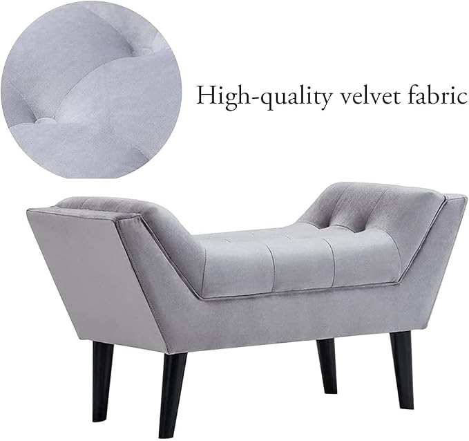 Upholstered Tufted Small Cute Bench Ottoman - Image 9