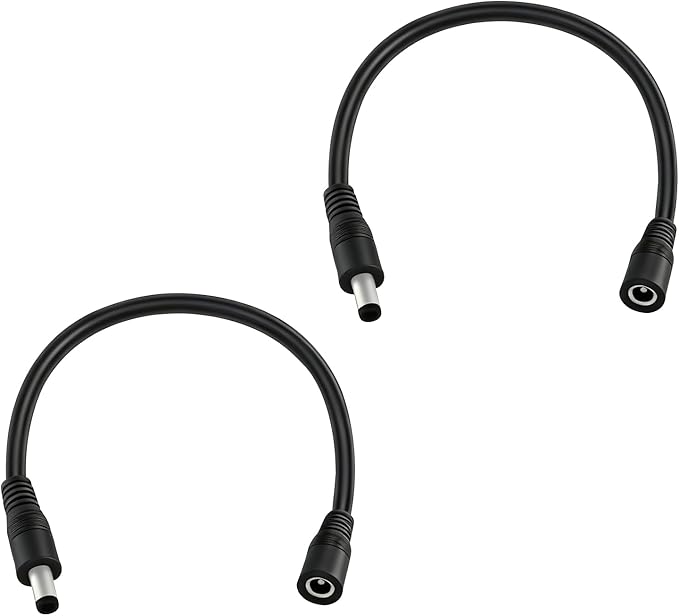 5.5mm x 2.1mm 1FT DC Power Extension Cable Male to Female 12V/24V 14AWG DC Connection Cable for CCTV Surveillance Camera Amplifiers LED Strip Lights Solar Panels Energy Storage Power Supply 2 pcs