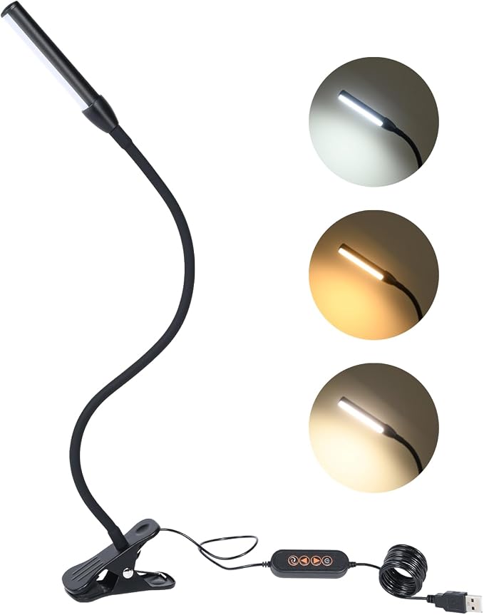 Clip on Reading Lamp, Clip Light, Warm & Daylight & White Light 3 Colors by Unknown