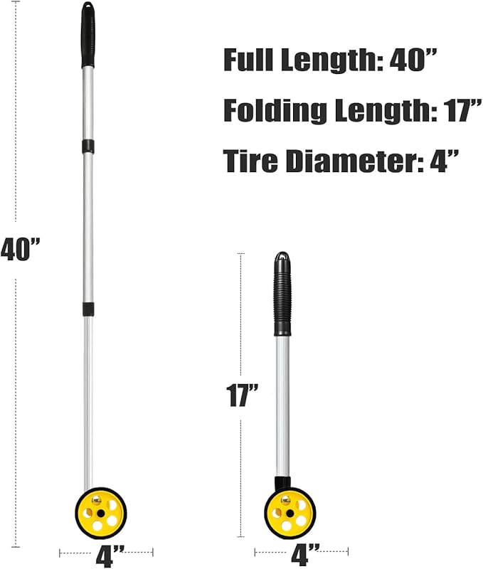 Zozen Measuring Wheel in Feet and Inches, Scalable Length 40in, 4-inch Measure Wheel, Walking Measurement Up To 10,000Ft / Mechanical/One Key to Reset, Include Carrying Bag.