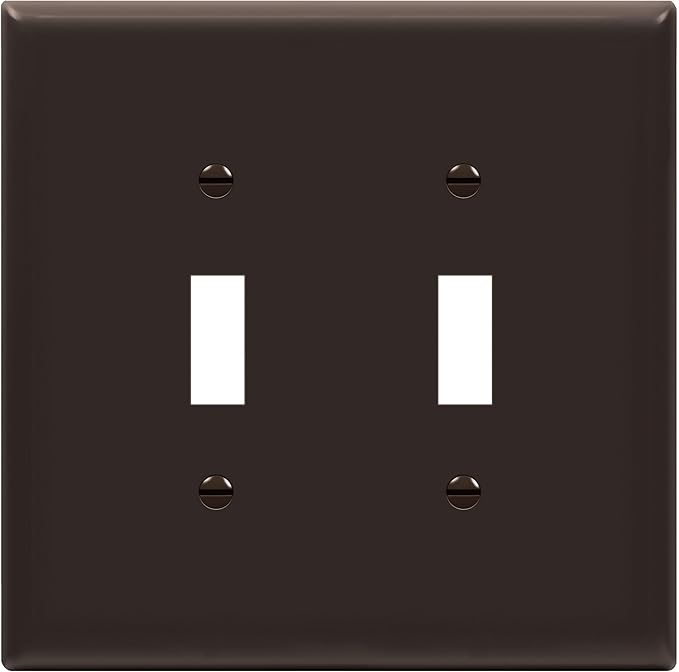 ENERLITES Toggle Light Switch Wall Plate, Gloss Finish, Midway Size 2-Gang 4.88" x 4.92", Unbreakable Polycarbonate Thermoplastic, UL Listed, 8812M-BR, Brown