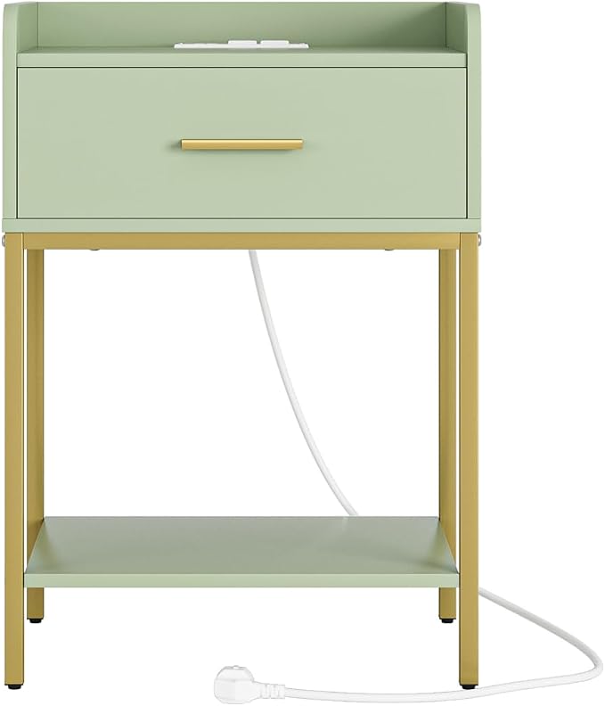 Nightstand with Charging Station, 3-Tier Modern Bedside Table Night Stand with - Image 9