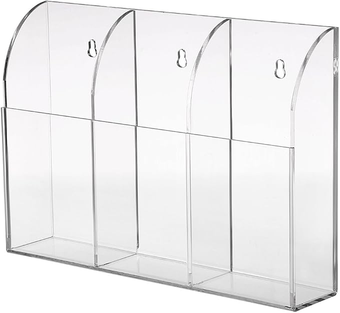 Hipiwe Wall Mount Remote Control Holder Acrylic Media Organizer, 3 Slots | by Hipiwe