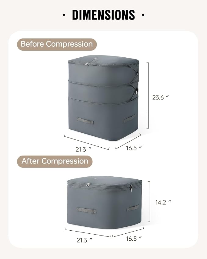Eachy 2-Pack Comforter Storage Bag Blanket Storage Bags, Compression Storage - Image 2
