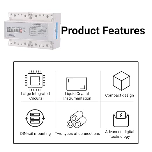 3 Phase Energy Meter Electric Power Meter, 220/380V 20-80A Kilowatt Hour KWH Meter Energy Consumption DIN Track Installation
