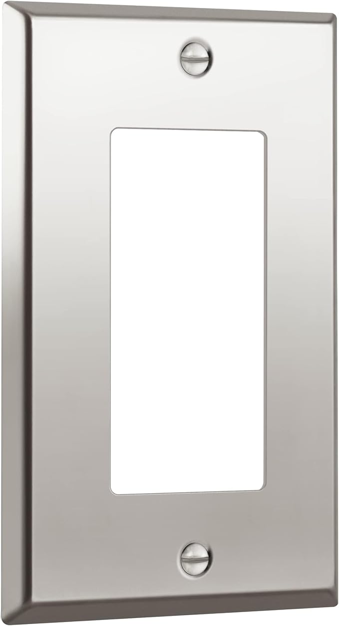ENERLITES Decorator Switch or Outlet Metal Wall Plate, Stainless Steel 201, Corrosion Resistant, Size 1-Gang 4.50" x 2.76", 7731-PC, Polished Chrome, Silver