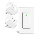 Remote Switch Outlet, GreenCyle 2 Outlet Plug with Remote, Wireless On/Off Light Switch Wall Mounted, 15A/1500W, TUV Listed, No Wiring Needed, 500ft RF Range, for Lamps, Fans, Household Appliances
