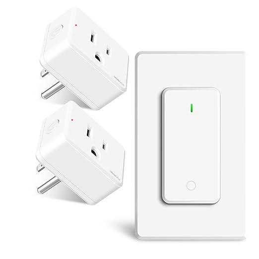 Remote Switch Outlet, GreenCyle 2 Outlet Plug with Remote, Wireless On/Off Light Switch Wall Mounted, 15A/1500W, TUV Listed, No Wiring Needed, 500ft RF Range, for Lamps, Fans, Household Appliances