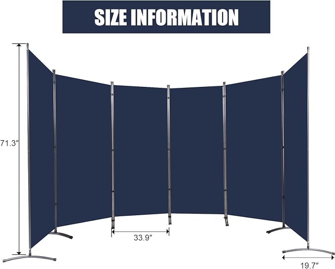 6 Panel Folding Room Divider, Sturdy Frame Freestanding Wall Divider | - Image 6